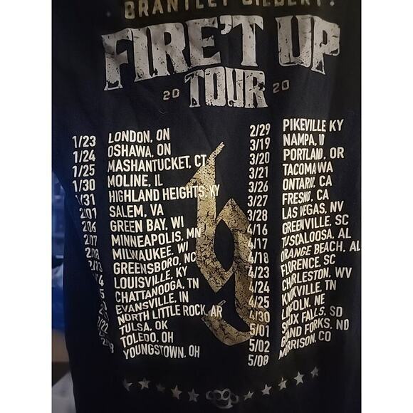 Brantley Gilbert Tour Shirt 2020 Fire’t Up 2020 Small 100% Cotton A99 Nice - Picture 3 of 6